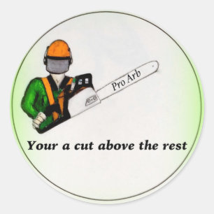 Tree Chirurg Arborist am Werk zur Zeit Chainsaw Runder Aufkleber