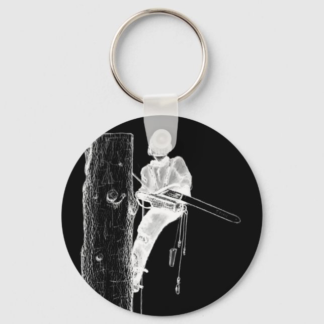 Tree Chirurg Arborist am Werk zur Zeit Chainsaw Schlüsselanhänger (Vorderseite)