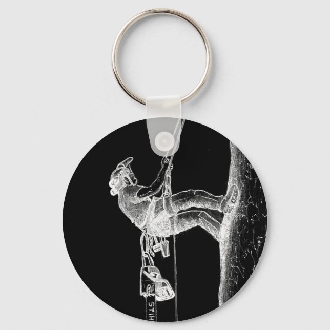 Tree Chirurg Arborist am Werk zur Zeit Chainsaw Schlüsselanhänger (Vorderseite)