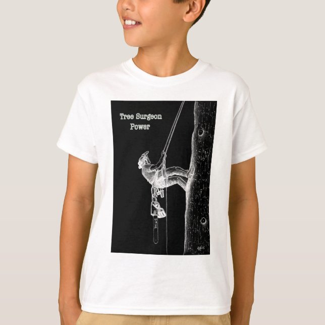 Tree Chirurg Arborist am Werk zur Zeit Chainsaw T-Shirt (Vorderseite)