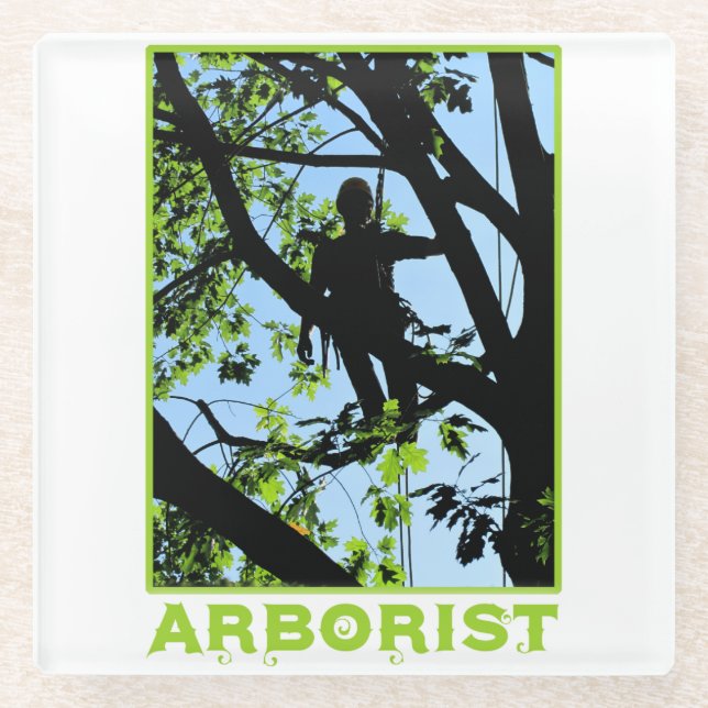 Tree Climber-Silhouette: Arborist Glasuntersetzer (Vorderseite)