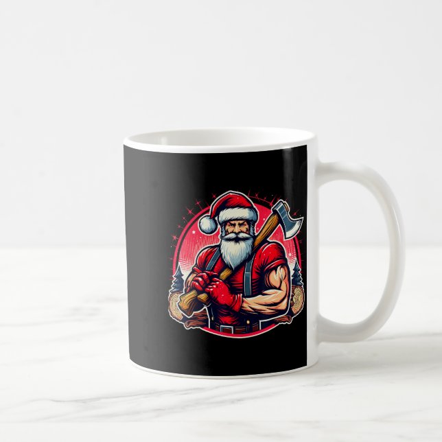Tree Cutter Santa Funny Lumberjack Christmas Logge Kaffeetasse (Rechts)