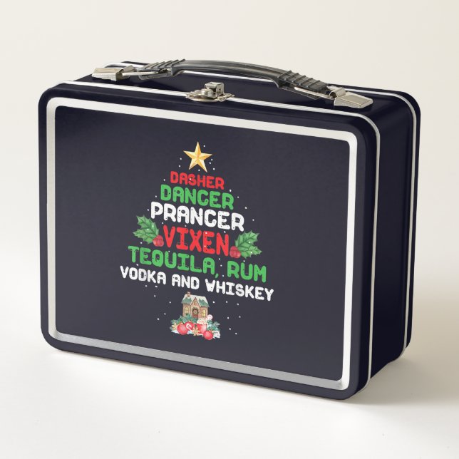 Tree Dasher Dancer Prancien Vixen Tequila Whiskey Metall Brotdose (Vorderseite)