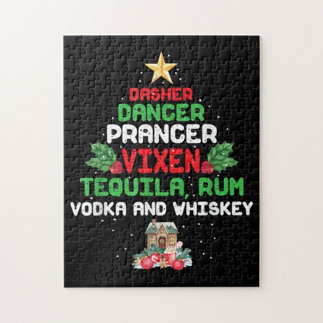 Tree Dasher Dancer Prancien Vixen Tequila Whiskey Puzzle (Vertikal)