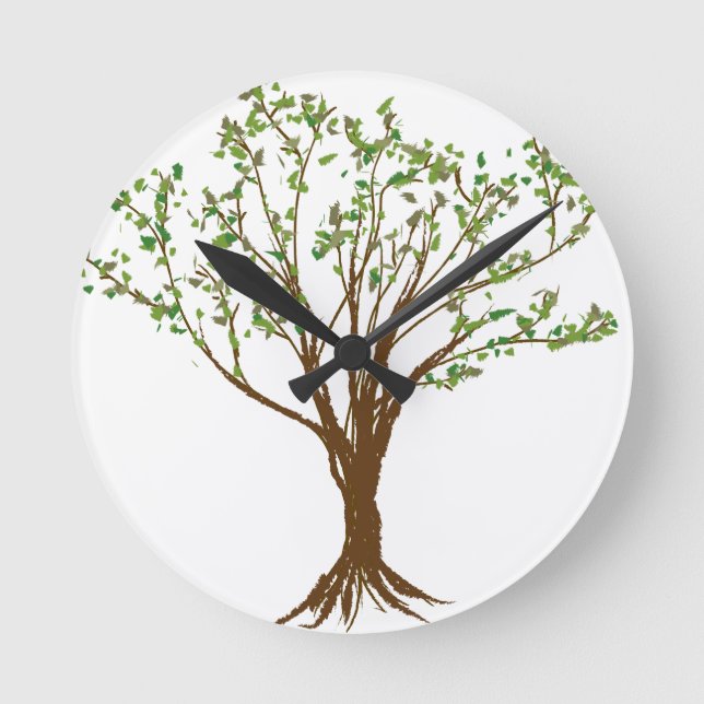 Tree Drawing Runde Wanduhr (Vorderseite)