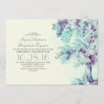 Tree Dusty Blue Wedding Einladung