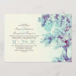 Tree Dusty Blue Wedding Einladung