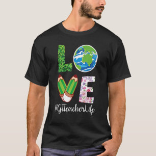 Tree Earth & Pencils Liebe Gt Teacher Life Earth D T-Shirt