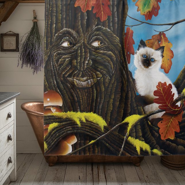 Tree Ent Cat Autumn Fantasy Duschvorhang (Von Creator hochgeladen)