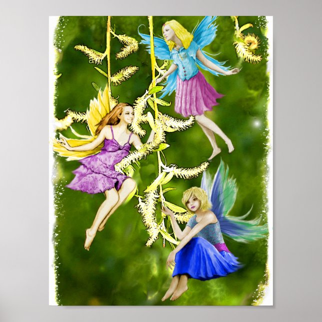 Tree Fairies on Weeping Willow Poster (Vorne)