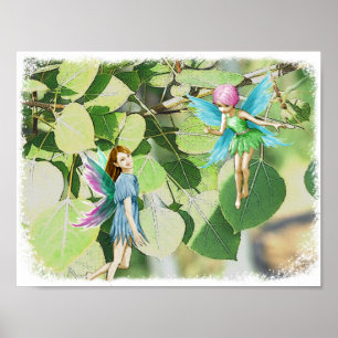 Tree Fairies unter Quaking Aspen Blätter Poster