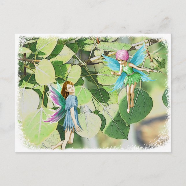 Tree Fairies unter Quaking Aspen Blätter Postkarte (Vorderseite)