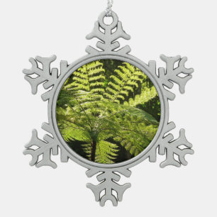 Tree Fern im Regenwald Schneeflocken Zinn-Ornament