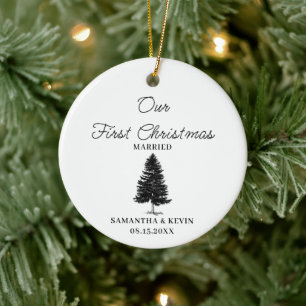 Tree First Christmas Verheiratet Mr. und Mrs. Wedd Keramik Ornament