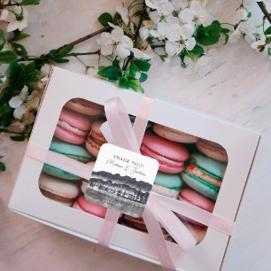 Tree Forest Mountain Black & White Vielen Dank für Quadratischer Aufkleber