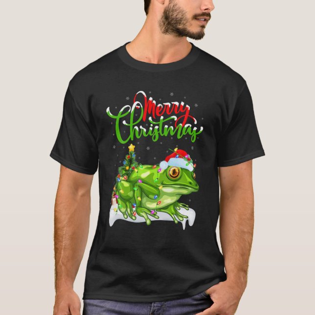 Tree Frog Animal Lover Xmas Lighting Tree Frog Chr T-Shirt (Vorderseite)