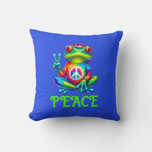 Tree Frog Peace Sign Tye Dye Shirt, Yoga Inspirier Kissen (Vorderseite)