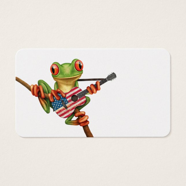 Tree Frog Playing American Flag Gitarre White (Vorderseite)