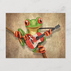 Tree Frog Playing Canadian Flag Guitar Postkarte
