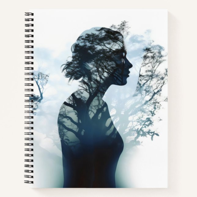 Tree Girl Double Exposure Notizbuch (Vorderseite)