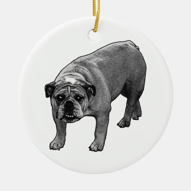 Tree Glow Bulldog Keramik Ornament (Vorne)