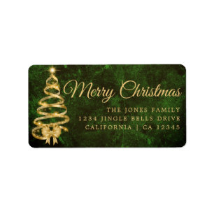 Tree Happy Holidays Green Return Address Label Adressaufkleber