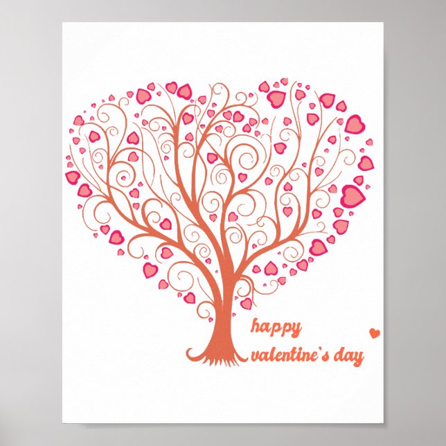Tree Heart Happy Valentine Day Poster (Vorne)