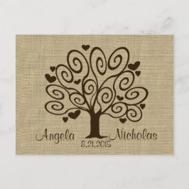 Tree Hearts Wedding Response Card Einladungspostkarte