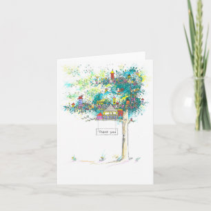 "Tree Houses" Custom Thank You Note Card Dankeskarte