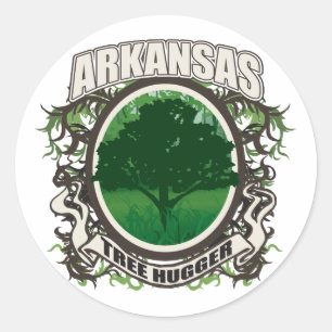 Tree Hugger Arkansas Runder Aufkleber