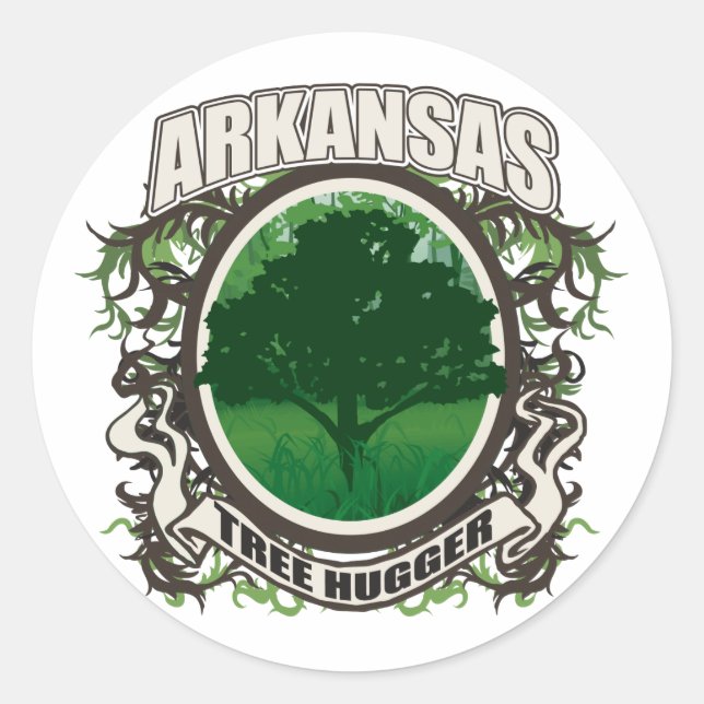 Tree Hugger Arkansas Runder Aufkleber (Vorderseite)
