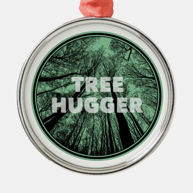 Tree Hugger Green Ornament Aus Metall (Vorne)