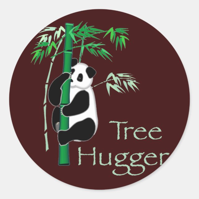 Tree Hugger Panda Runder Aufkleber (Vorderseite)