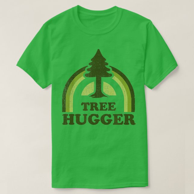 Tree Hugger Retro Vintage Umwelt Lov T-Shirt (Design vorne)
