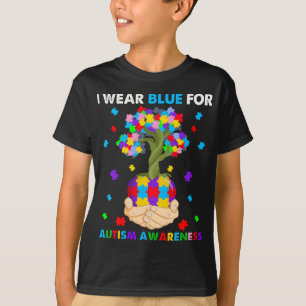 Tree I trage Blue for Autism Awareness Funny Heart T-Shirt