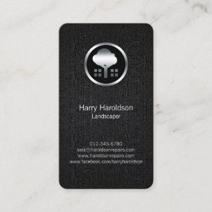 Tree Icon Black Grunge Landscaper Business Card Visitenkarte