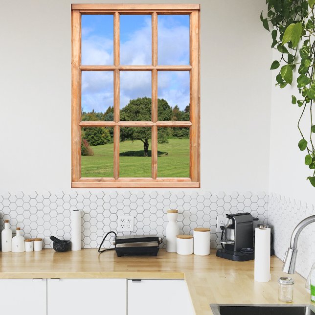 Tree in Countryside View von einem Fenster aus Poster (Von Creator hochgeladen)