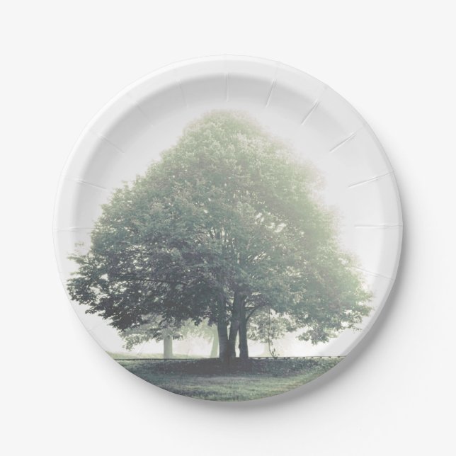 Tree in Nebel-Dinner Pappteller (Vorderseite)