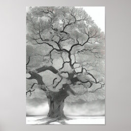 Tree in Schatten von Grau Poster