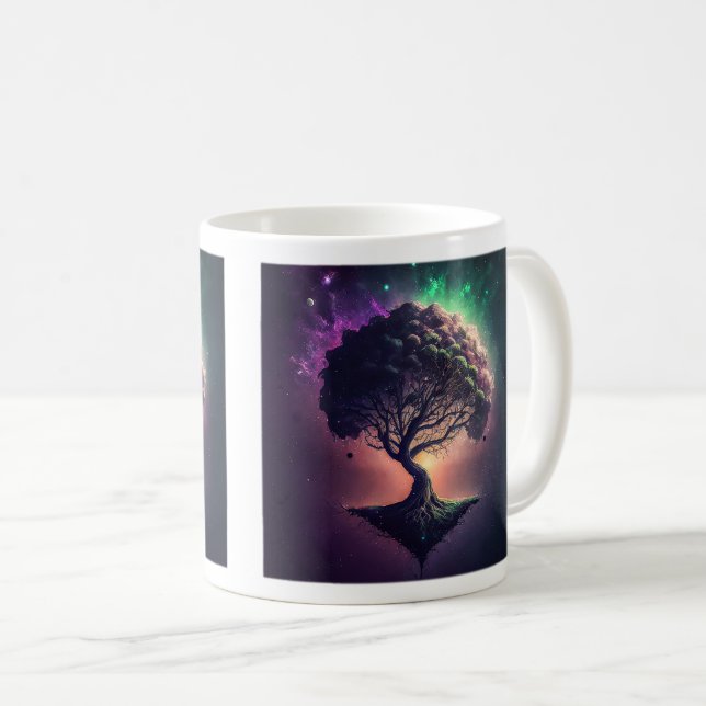 Tree in Space Classic Tasse, 11 oz Kaffeetasse (VorderseiteRechts)