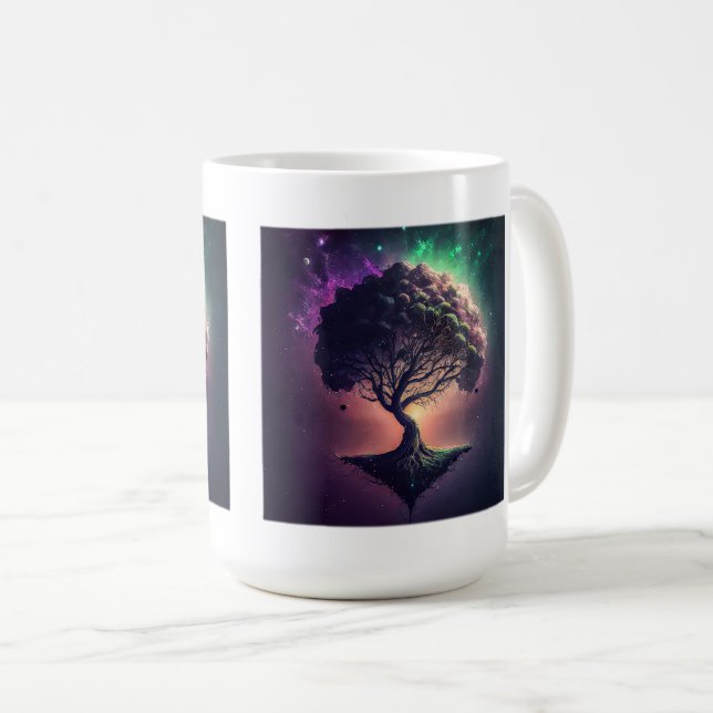 Tree in Space Classic Tasse, 15 oz Kaffeetasse (VorderseiteRechts)