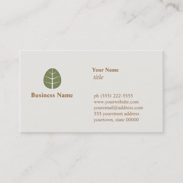 Tree Leaf Business Card Visitenkarte (Vorderseite)