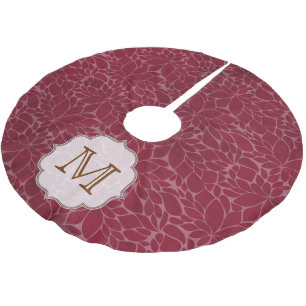 Tree Leaf Floral Folia Monogram, Initial Tree Skir Polyester Weihnachtsbaumdecke