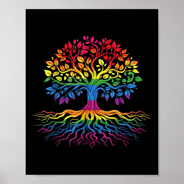 Tree Life Rainbow Lgbt Cooler Gay Pride Flag Allil Poster (Vorne)