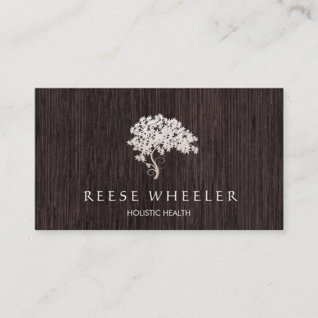 Tree Logo Holistic Health and Wellness Wood Nature Visitenkarte (Vorderseite)
