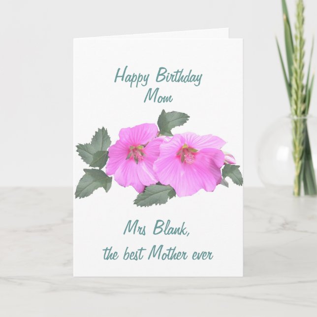 Tree mallow Birthday card MOM customize Karte (Vorderseite)