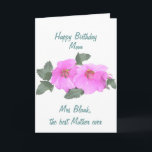 Tree mallow Birthday card MOM customize Karte<br><div class="desc">Customize card,  front and inside,  for Mom,  Mother,  add her name,  or change the text completely. Pretty purple flowers on cards for birthdays,  invites,  t-shirts,  china place mats iPhone cases clocks and many more products,  most are customizable   A Tree Mallow</div>