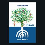 Tree Menorah Poster<br><div class="desc">Der Baum repräsentiert das israelische Volk, das in jüdischer Tradition verwurzelt ist, repräsentiert durch die Menorah, und die optimistische Zukunft wird durch Weisheit, Tradition und Erinnerung geprägt.</div>