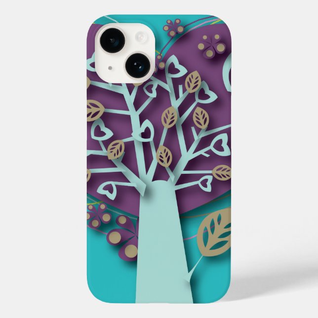 Tree mit Herz-Blume, Retro-Liebe und Romantik Case-Mate iPhone Hülle (Rückseite)