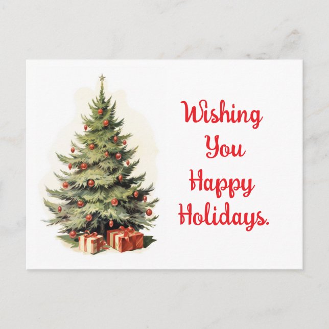 Tree mit Presents Holiday Postcard Feiertagspostkarte (Vorderseite)